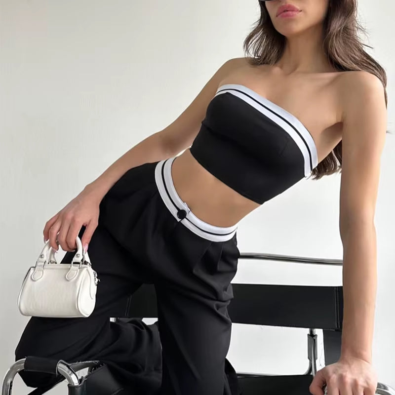 Summer Sporty Crop Top Pants Set Elegant Tracksuit Women Tank Tops Y2K Sweatshirts Trousers Matching Set Two 2 Piece Pants Set