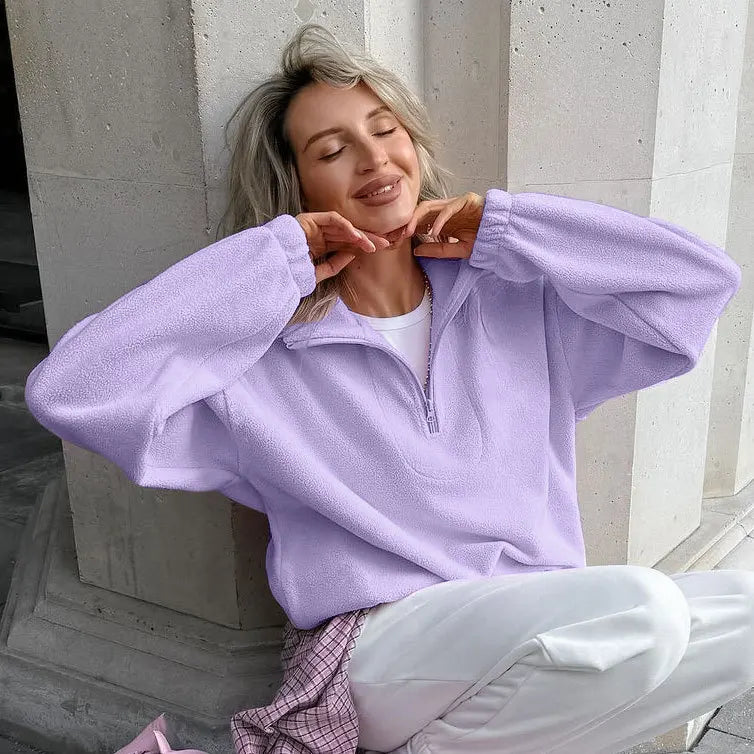 Casual Fashion Printed Solid Color Long Sleeved Pullover Sweatshirt Winter Jacket with Front Logo