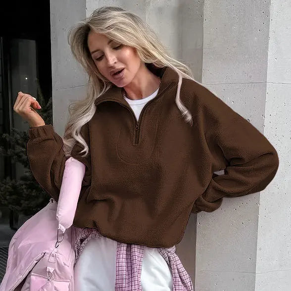 Casual Fashion Printed Solid Color Long Sleeved Pullover Sweatshirt Winter Jacket with Front Logo