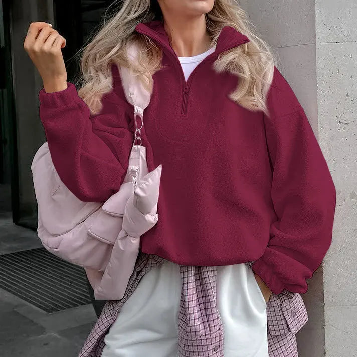 Casual Fashion Printed Solid Color Long Sleeved Pullover Sweatshirt Winter Jacket with Front Logo